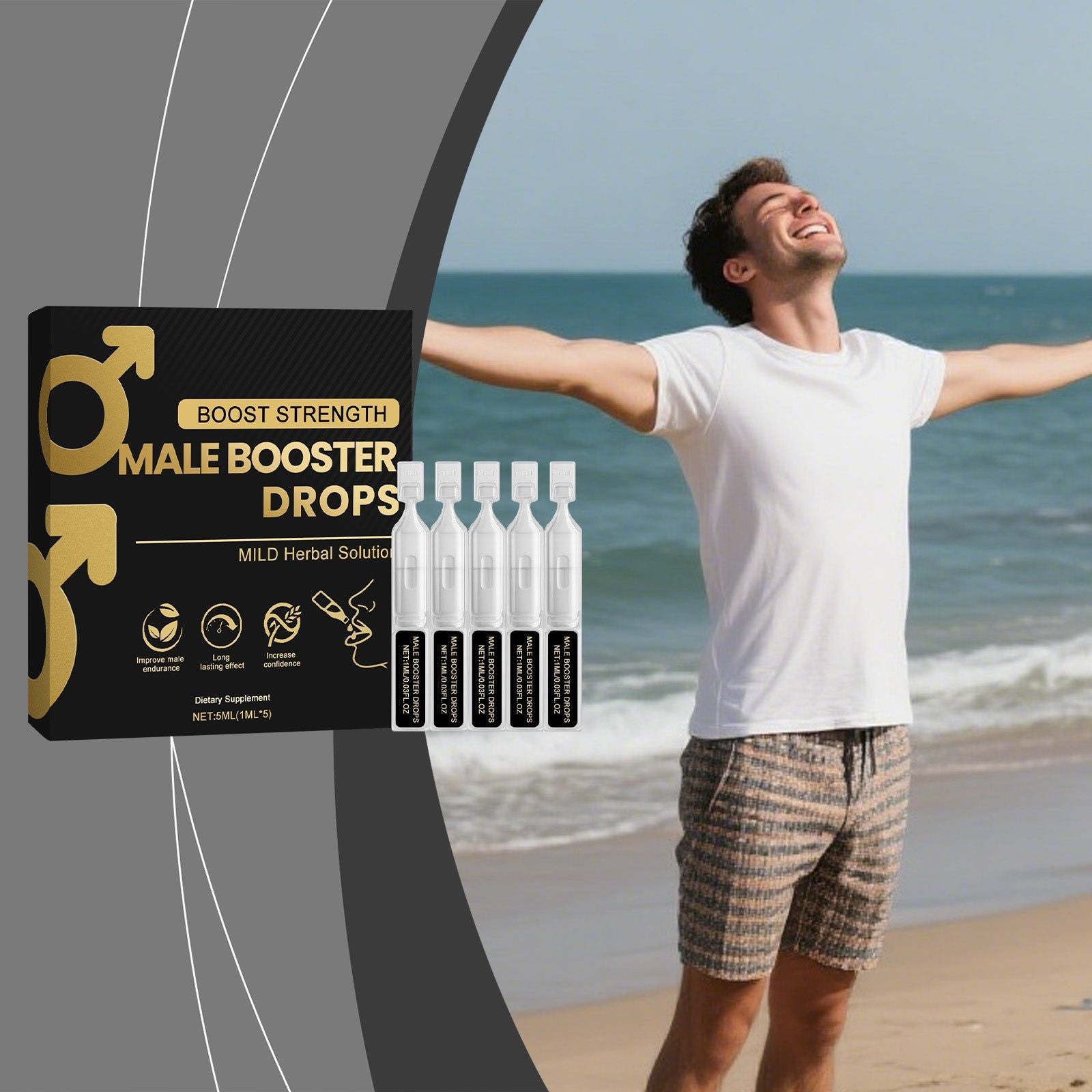 Boost Vitality with Men's Body Care Drops, Natural Energy & Blood Circulation ,5ml