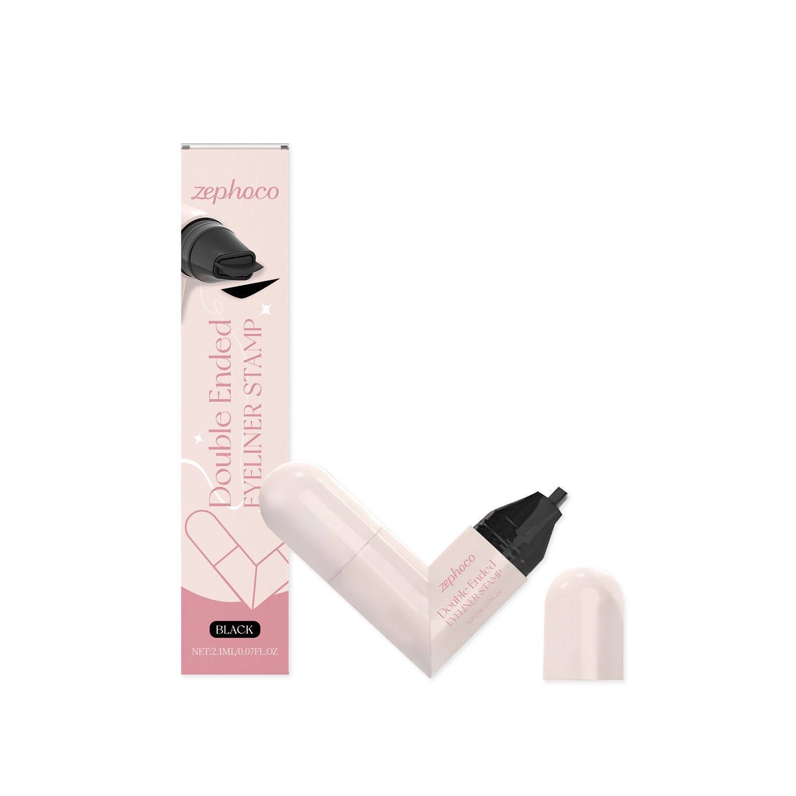 Black Double-Ended Seal Eyeliner, Easy Eye Makeup, Smudge-Proof, Quick-Dry ,2.1ml