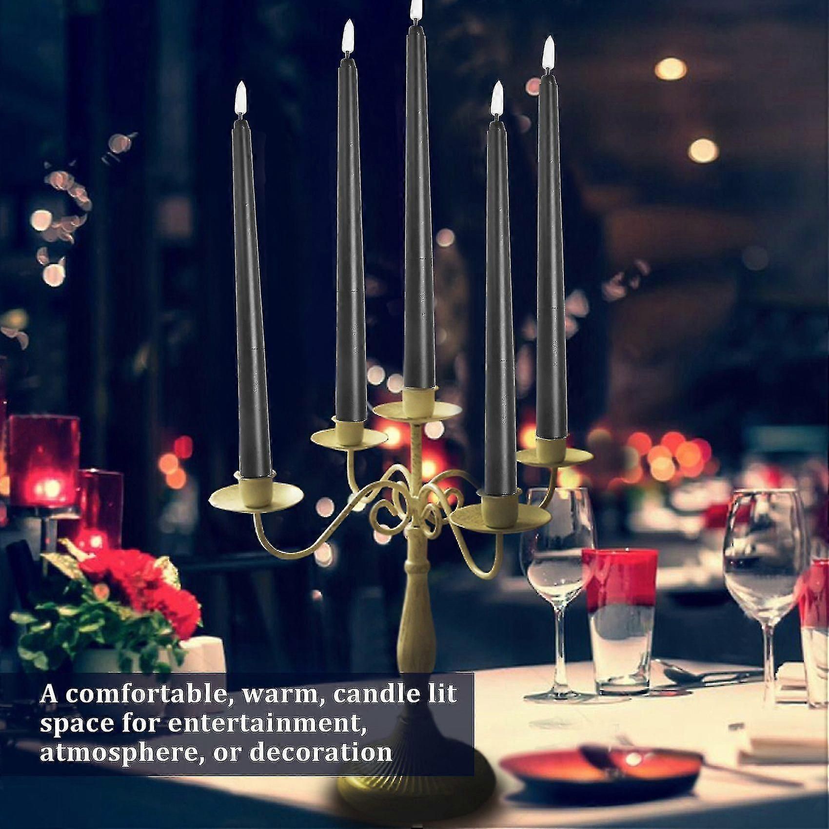 Pack Of 6 Black Led Birthday Candles,yellow Flameless Flickering Battery Operated Led Candles