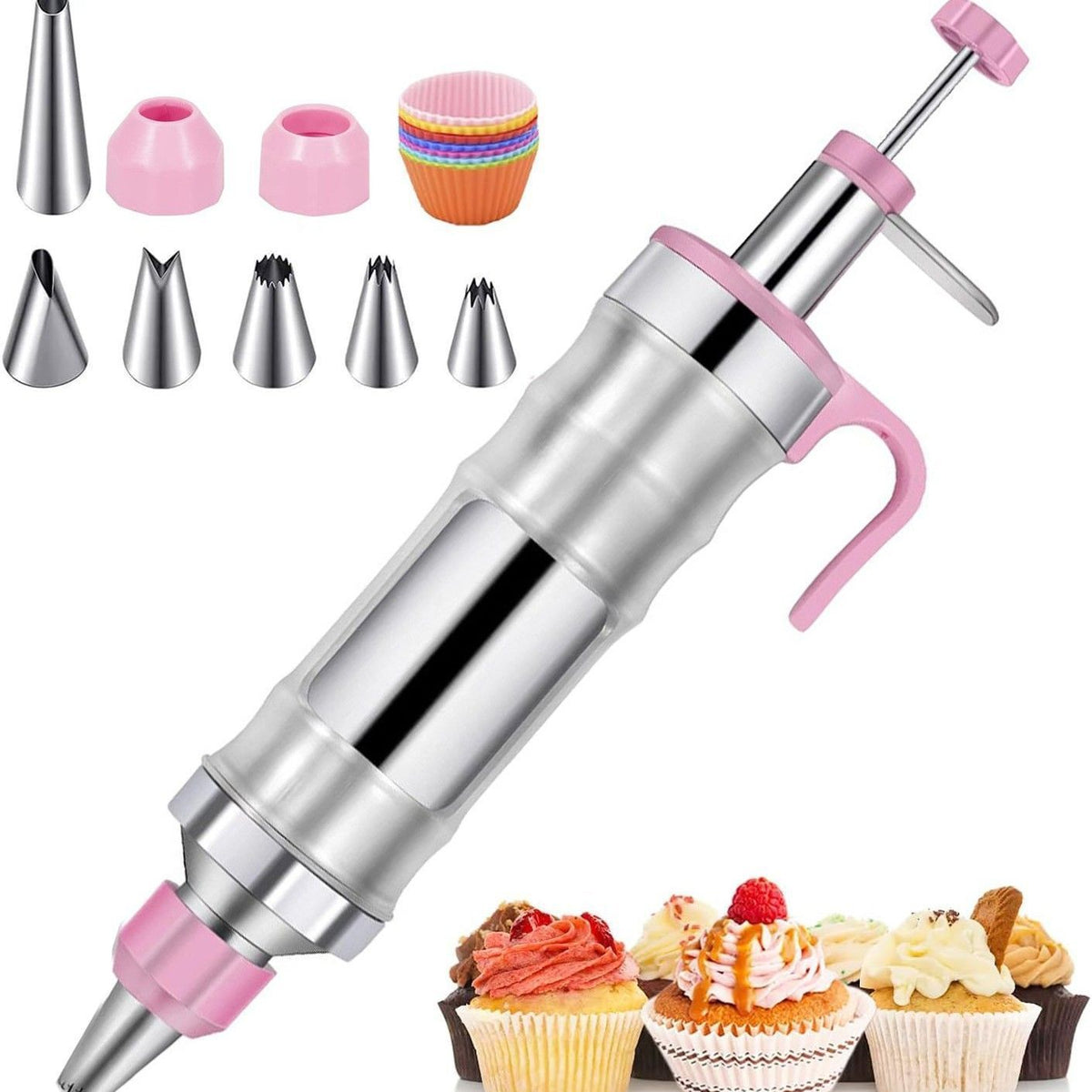 Dessert Decorating Syringe Set Stainless Steel Cake Decorating Tools Icing Piping Kit