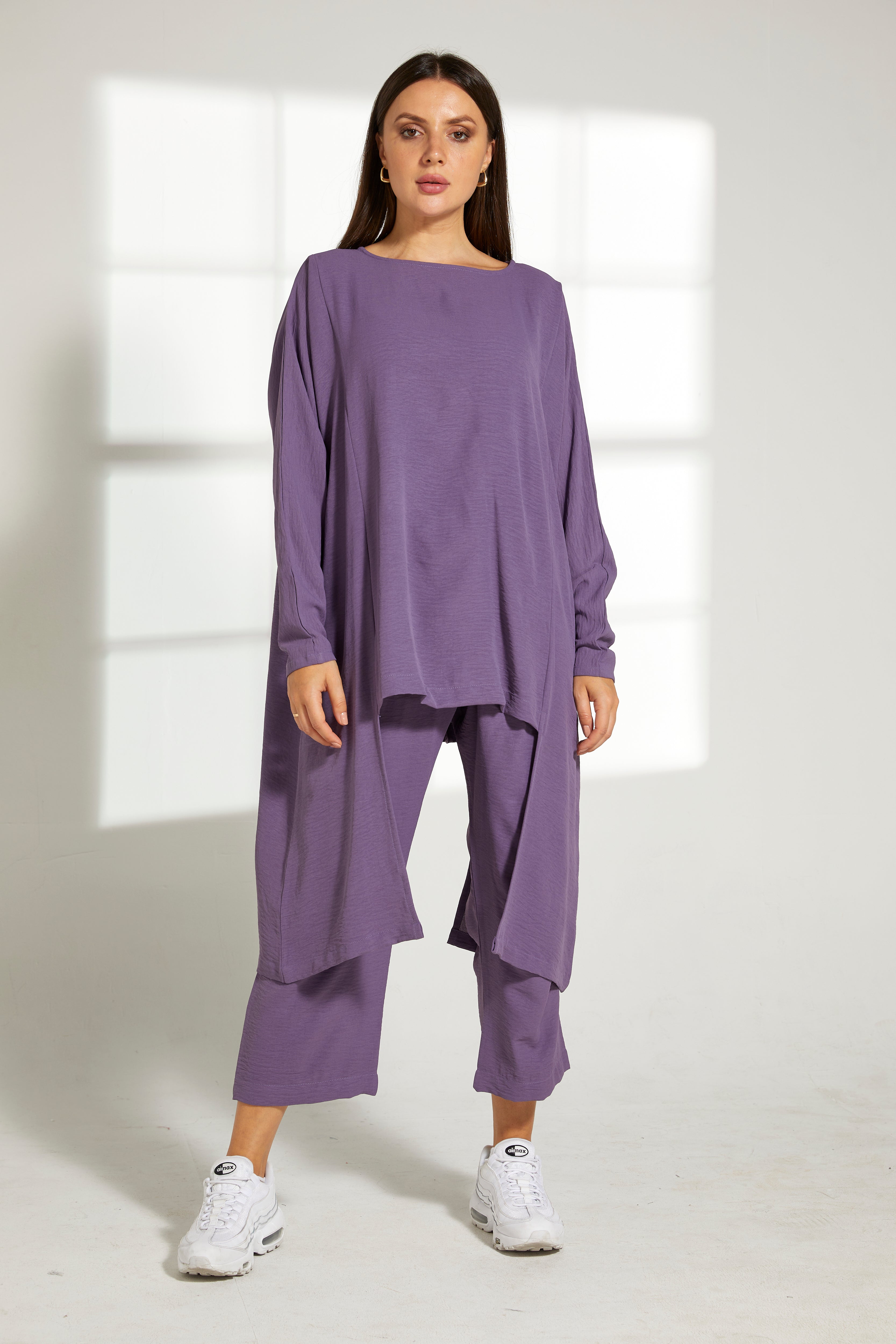 MOiSTREET Purple CEY Fabric Top and Pants Set