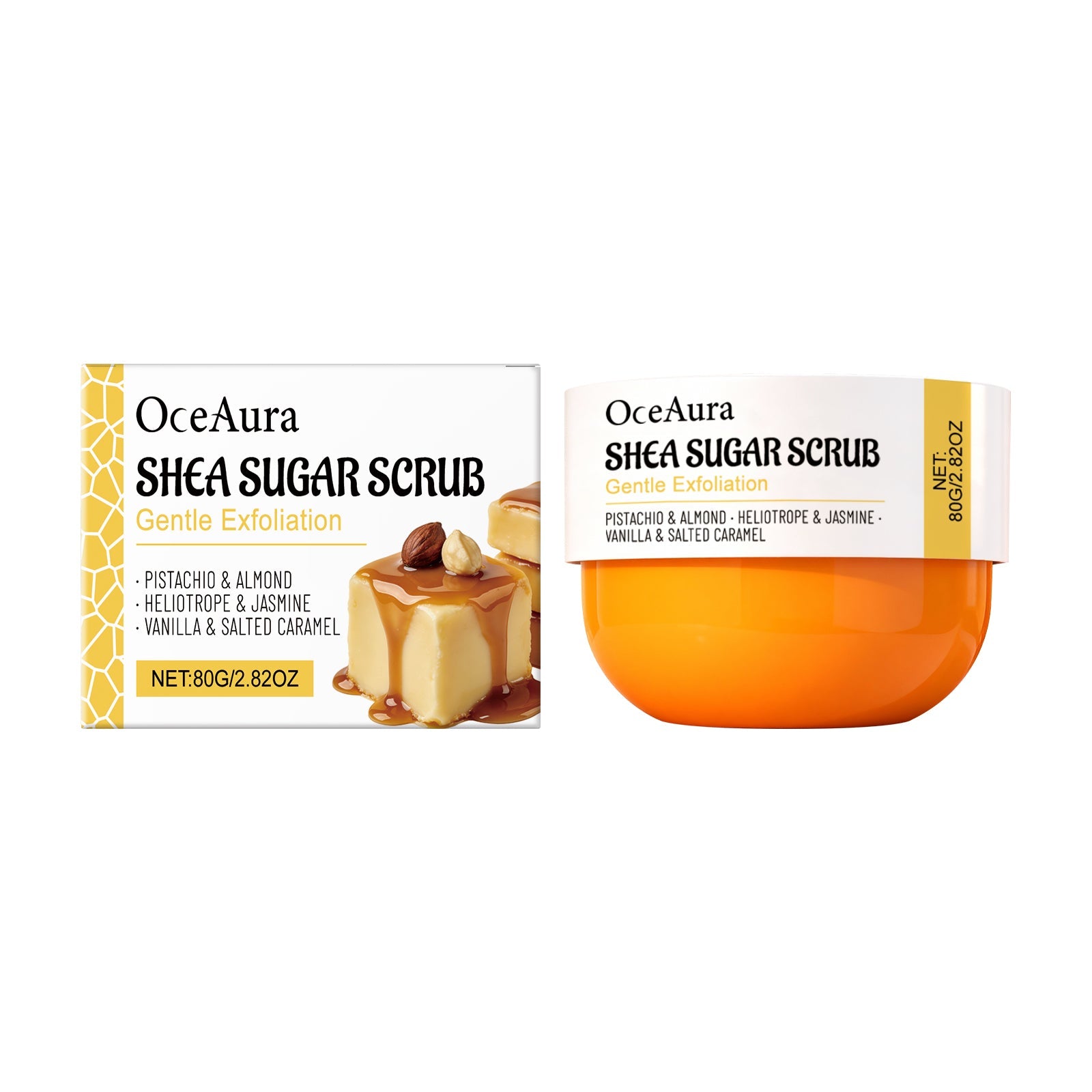 Caramel Shea Body Scrub, Clean Body, Brighten Skin, Smooth & Moisturize ,80g