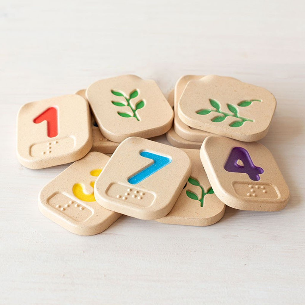 أرقام برايل من 1 إلى 10 من PlanToys — مجموعة تعليمية خشبية لتعلم لغة برايل
