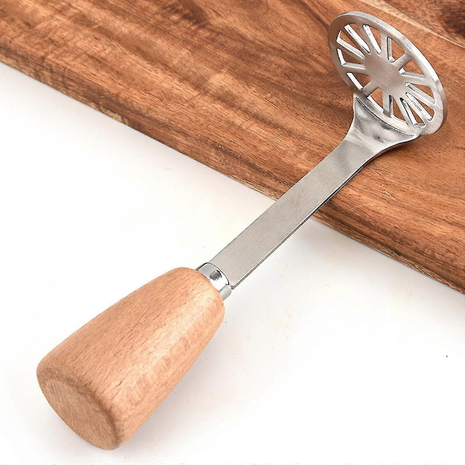 Potato Masher With Stainless Steel And Wooden Handle, Used For Soft Fruits, Vegetables, And Meat