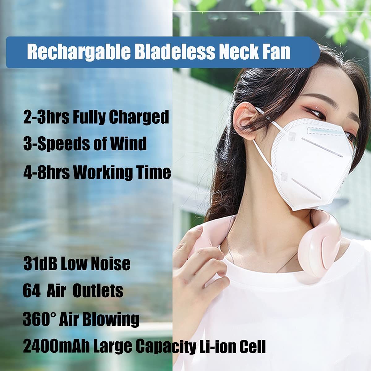Bladeless Neck Fan Hanging Small Fan Portable Hands Free Neck Fan For Outdoor Sports Travel