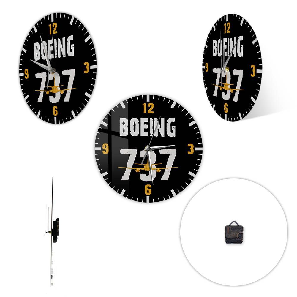 12 Inch Boeing 737 Aviation Wall Clock, Acrylic Airplane Pilot Home Decor