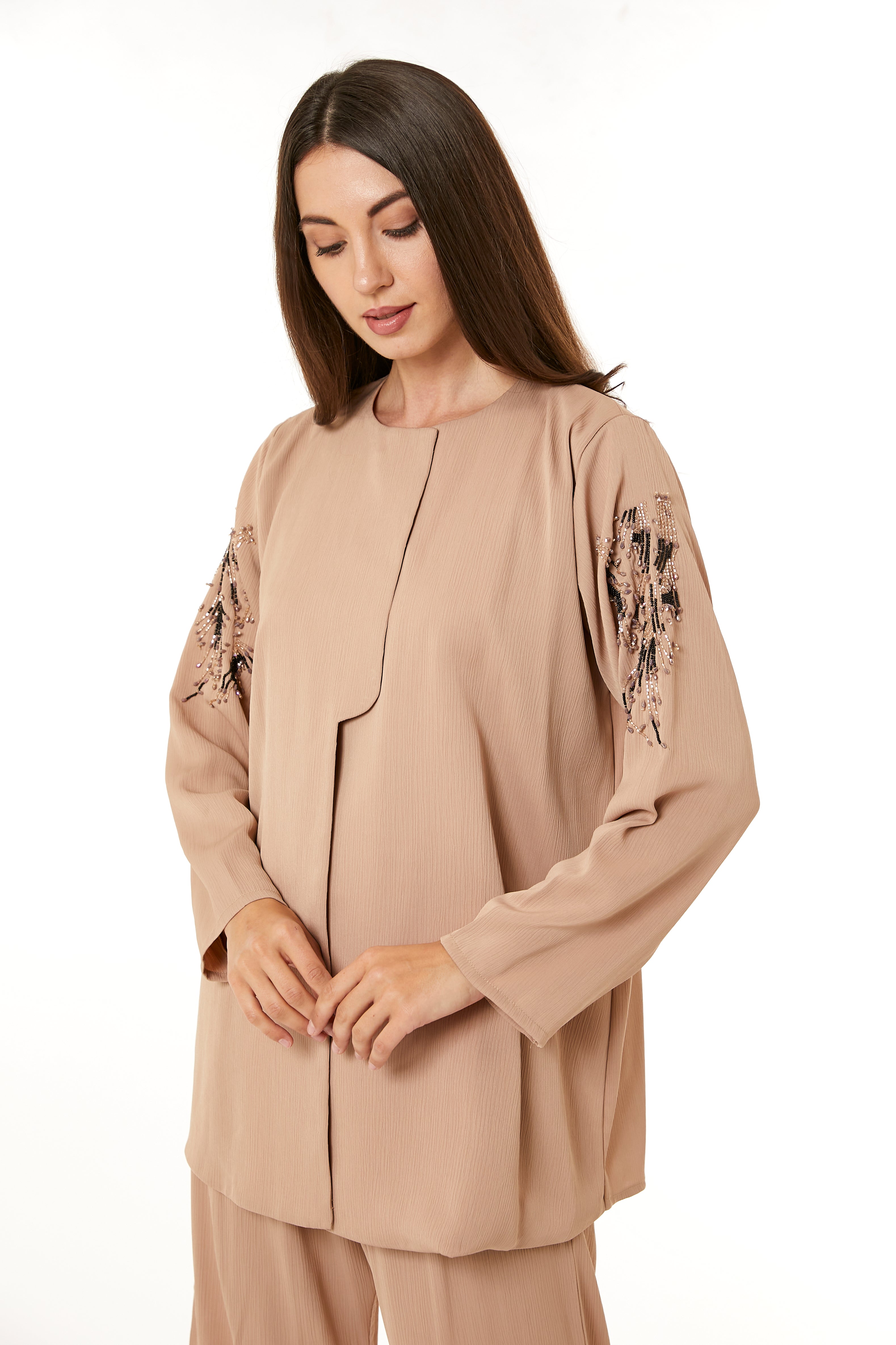 MOiSTREET Beige Zoom Top and Pants Set