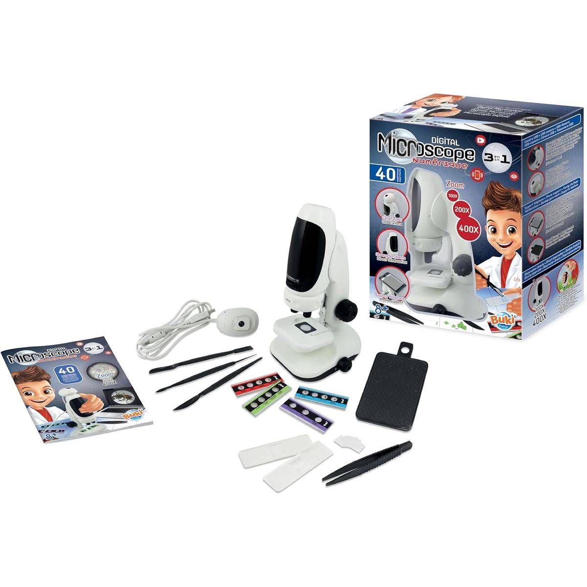 Buki France 3-in-1 Digital Microscope, (40 Experiments)