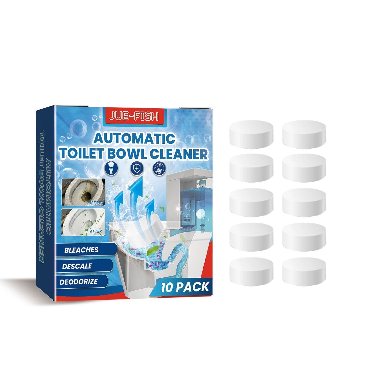 Automatic Toilet Cleaner Tablets, Odor Removal, Stain & Rust Removal, Fresh Fragrance ,10pcs