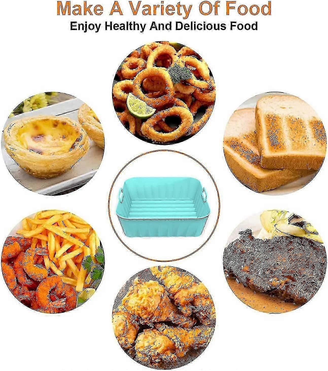 2pcs Square Air Fryer Silicone Pot, Reusable Silicone Air Fryer Liners Fit For 4 To 7 Qt, Air Fryer Accessories