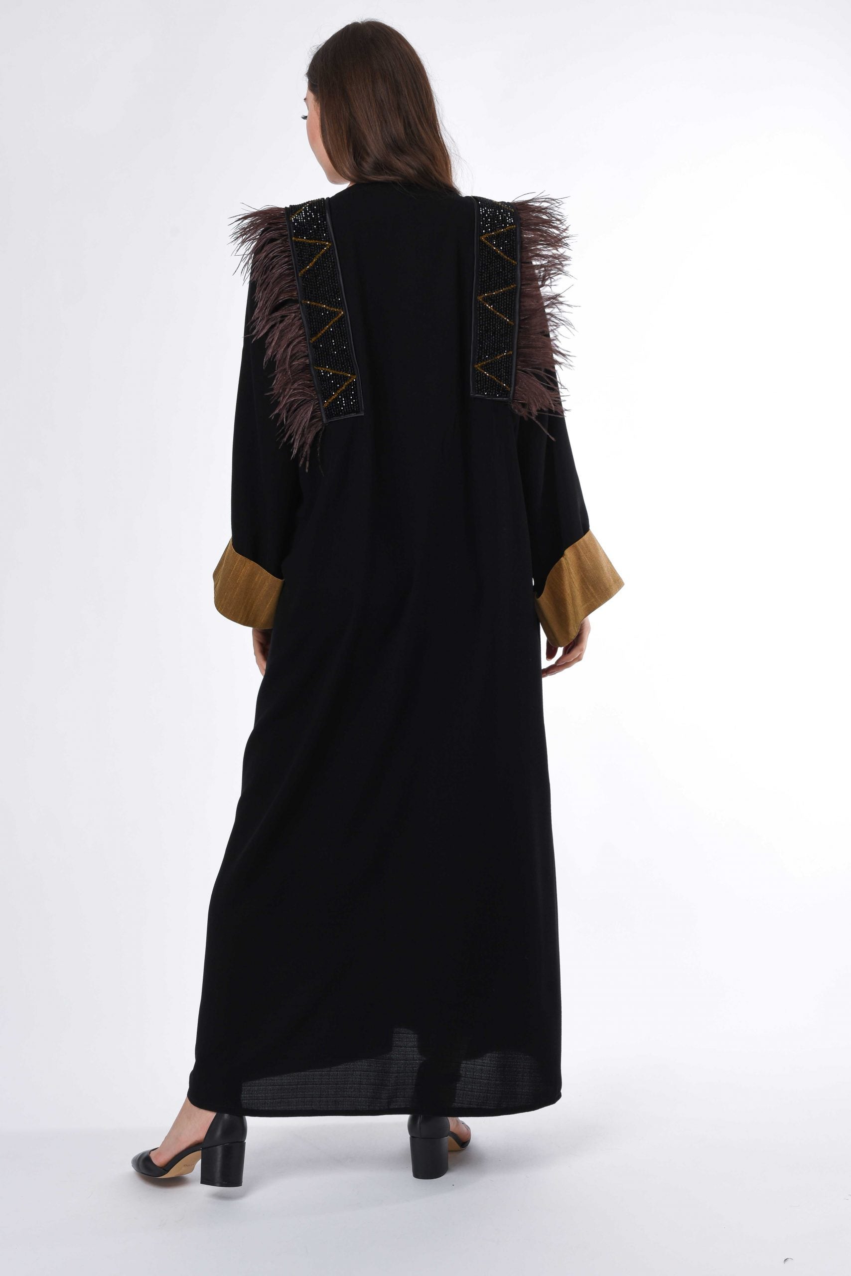 MOiSTREET Patchwork and Feather Detail Abaya