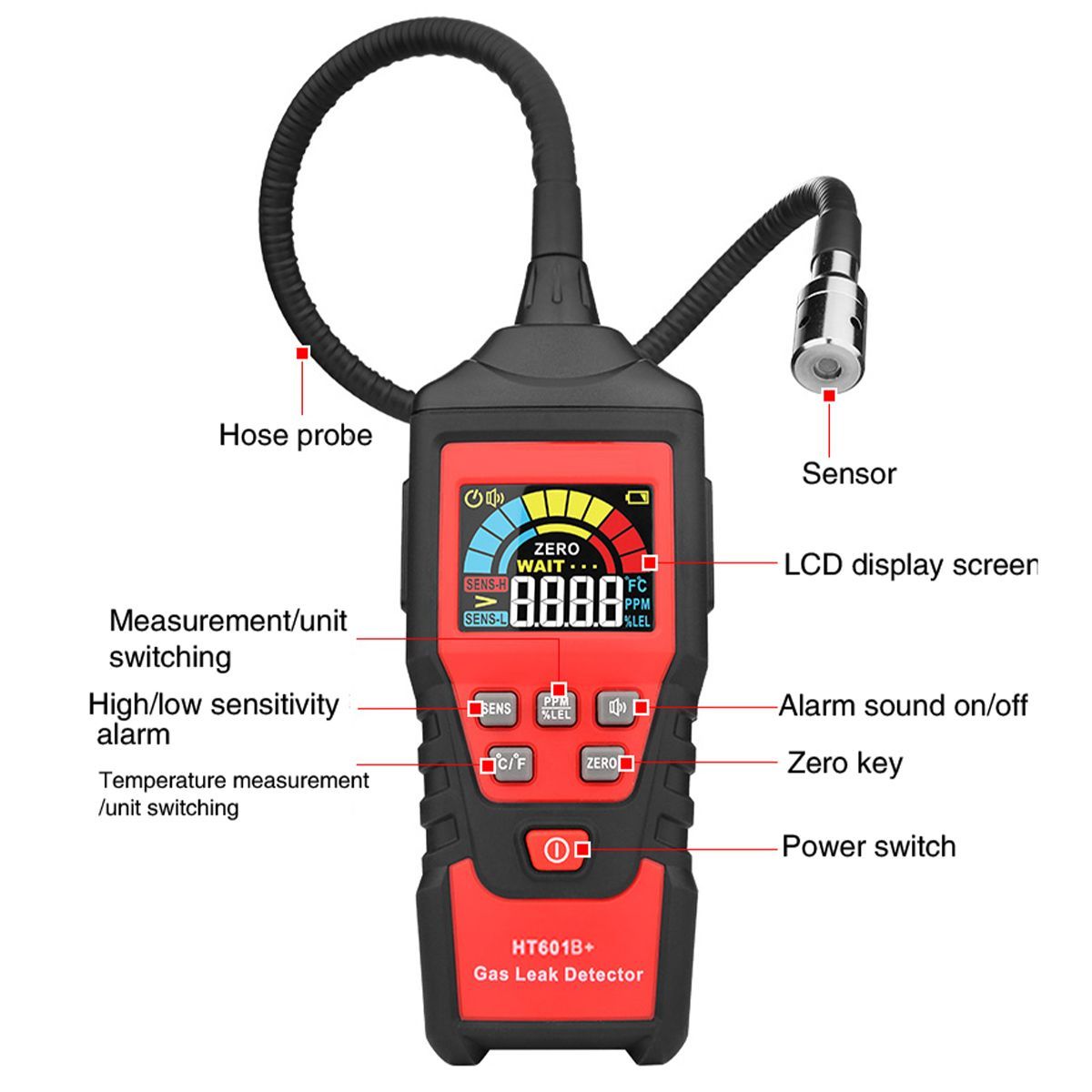 Gas Leak Detector Portable Combustible Gas Analyzer With LCD Display