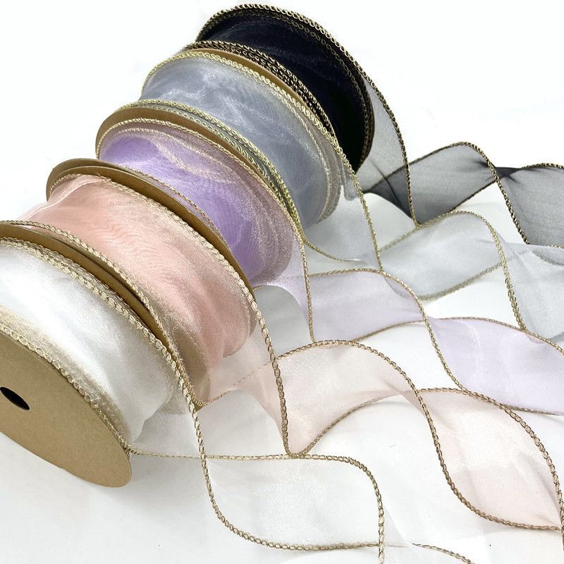 5Pcs Wave Ribbon Rolls Silk Bow Material 10 Yards 4cm Width Lace Ribbons