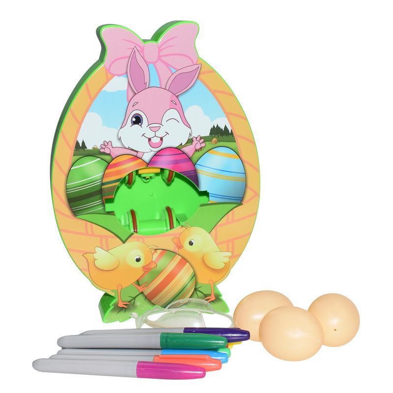 Easter Egg Coloring Kits with 3 Eggs 8 Markers Egg Dye Kit Spinner Machine