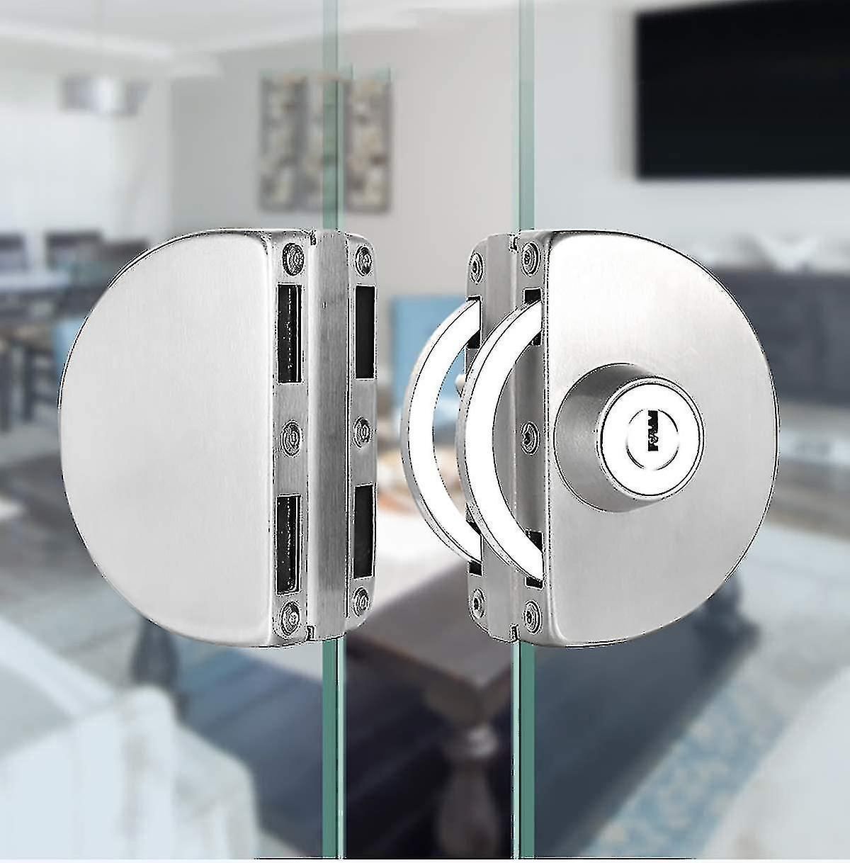 No Drill Stainless Steel Sliding Glass Door Lock With 3 Copper Keys