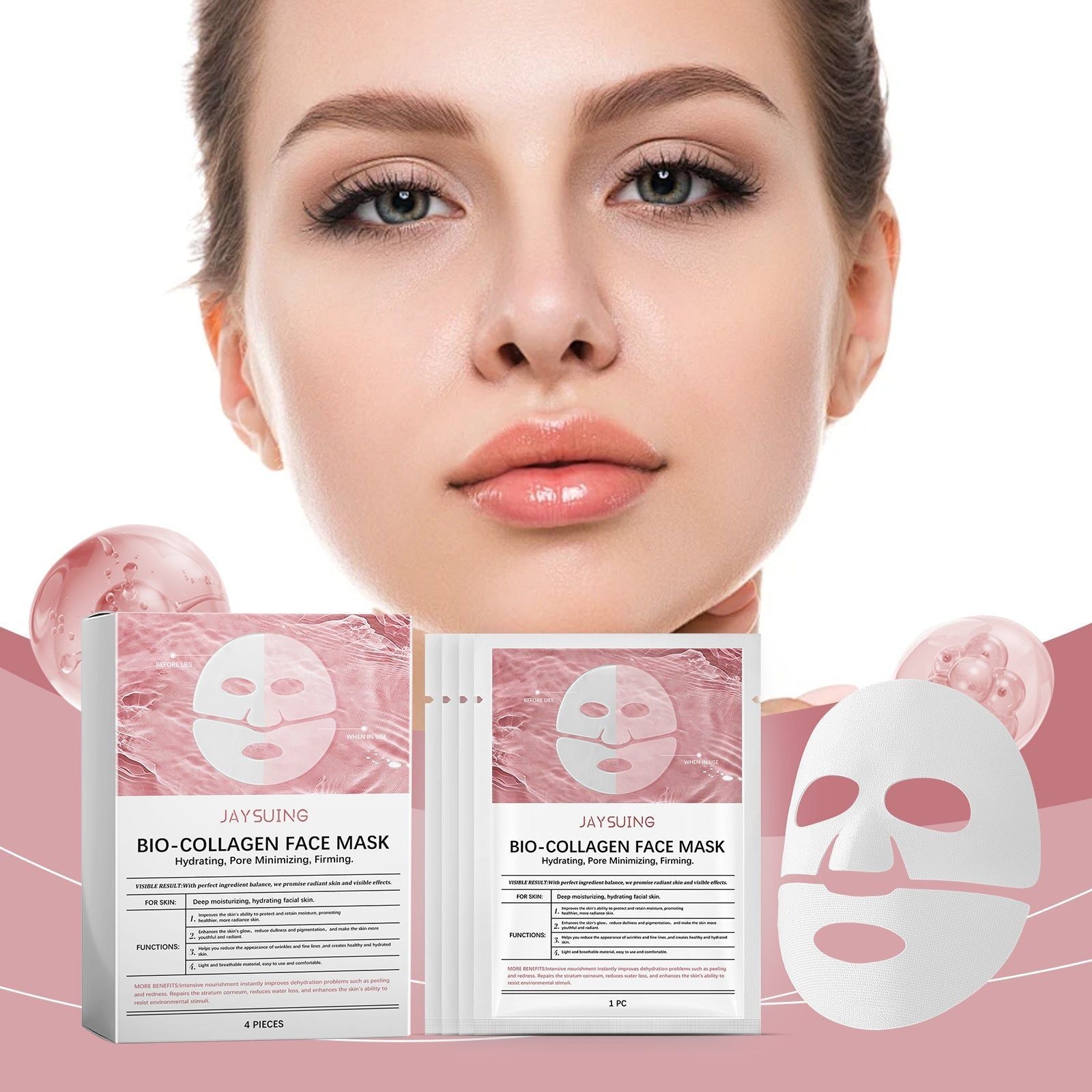 Deep Hydrating Facial Mask, Moisturizing Skin Care, Brightening & Pore Smoothing ,4pcs