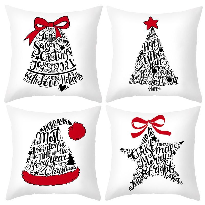 4pcs Christmas Pillow Cases Merry Christmas Throw Cushion Covers Holiday Decoration