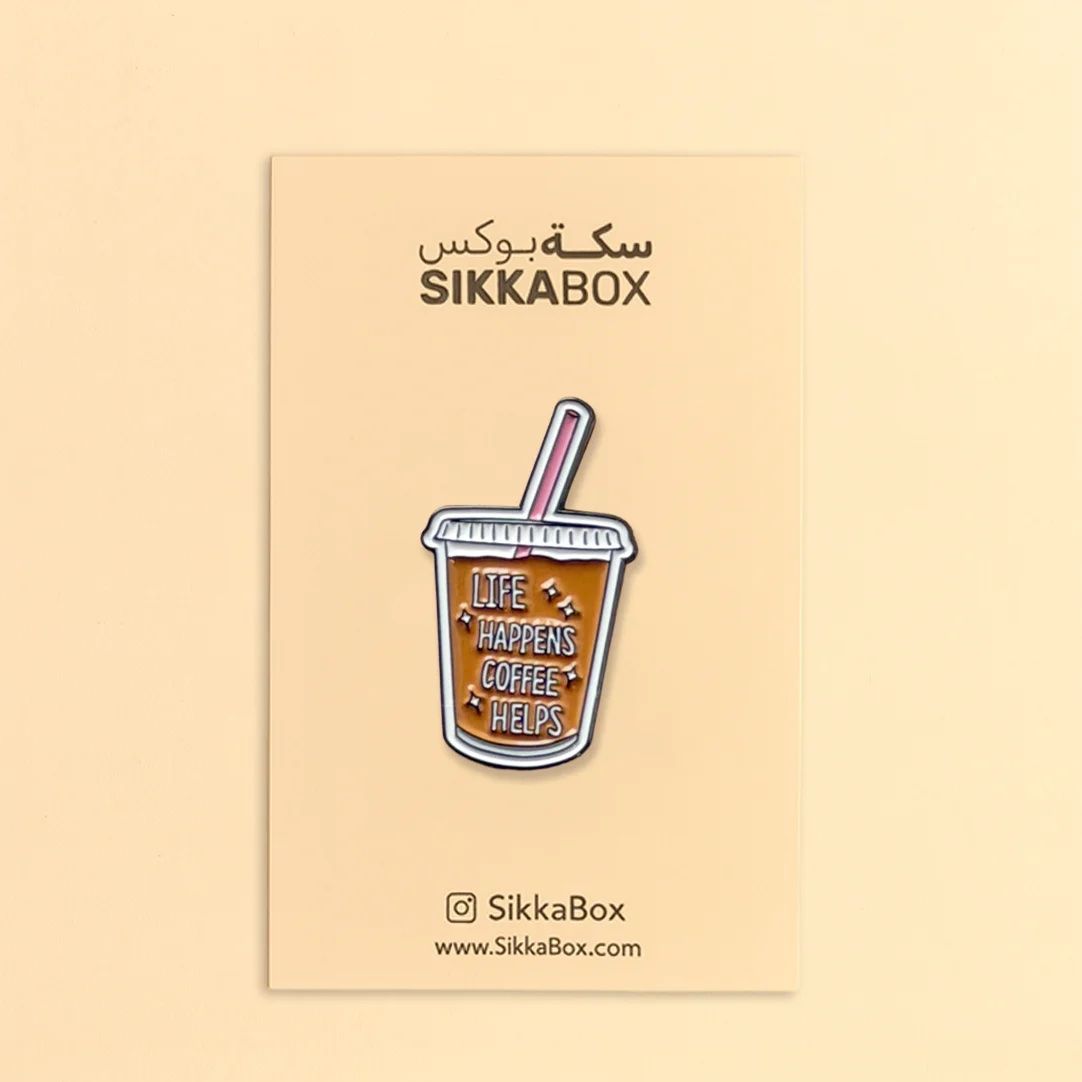 Life Happens Coffee Helps Iced Drink Metal Sticker