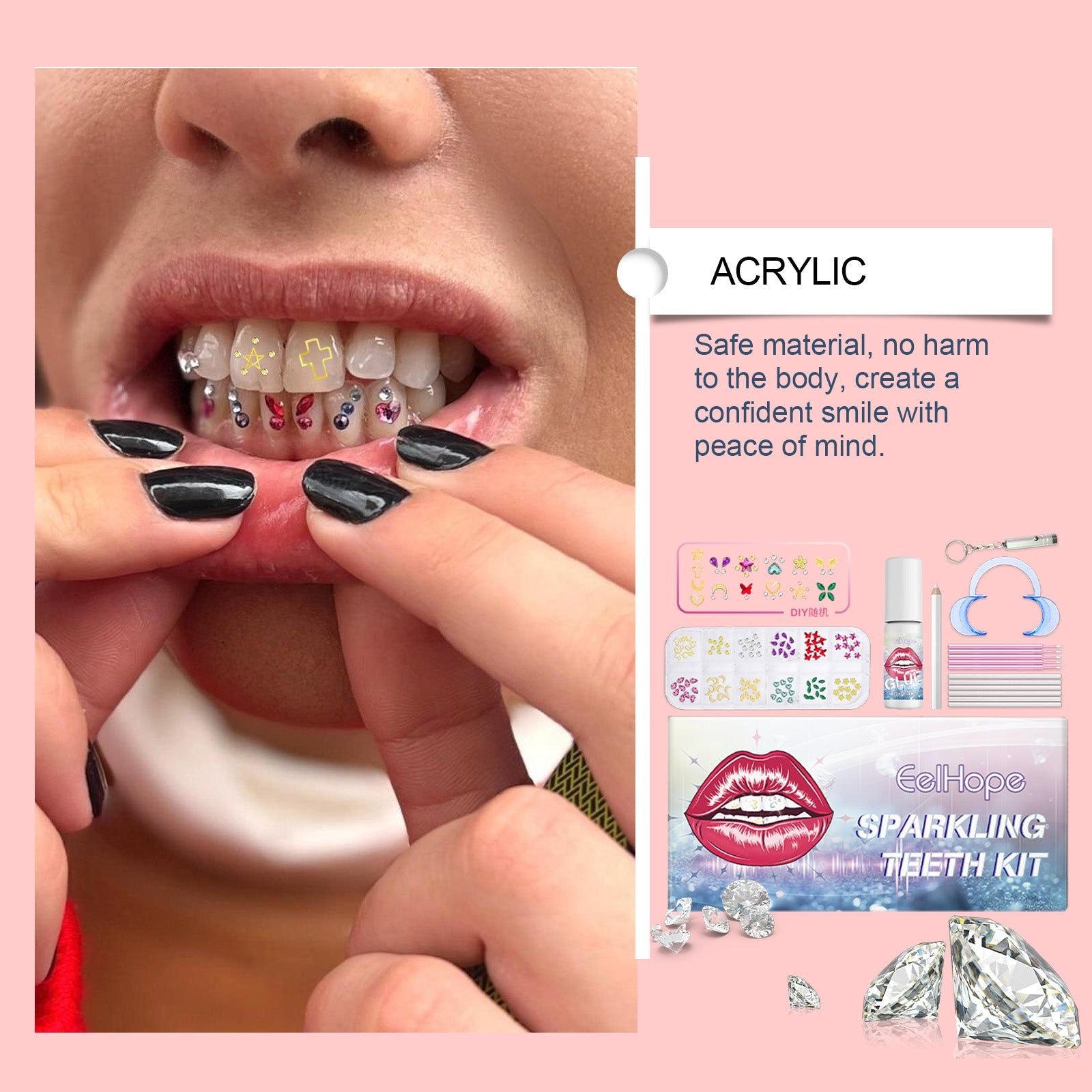 Creative Cosmetic Dentistry Kit, DIY Smile Crystal Drill Set, Fashion Beauty Tooth Decor ,1set