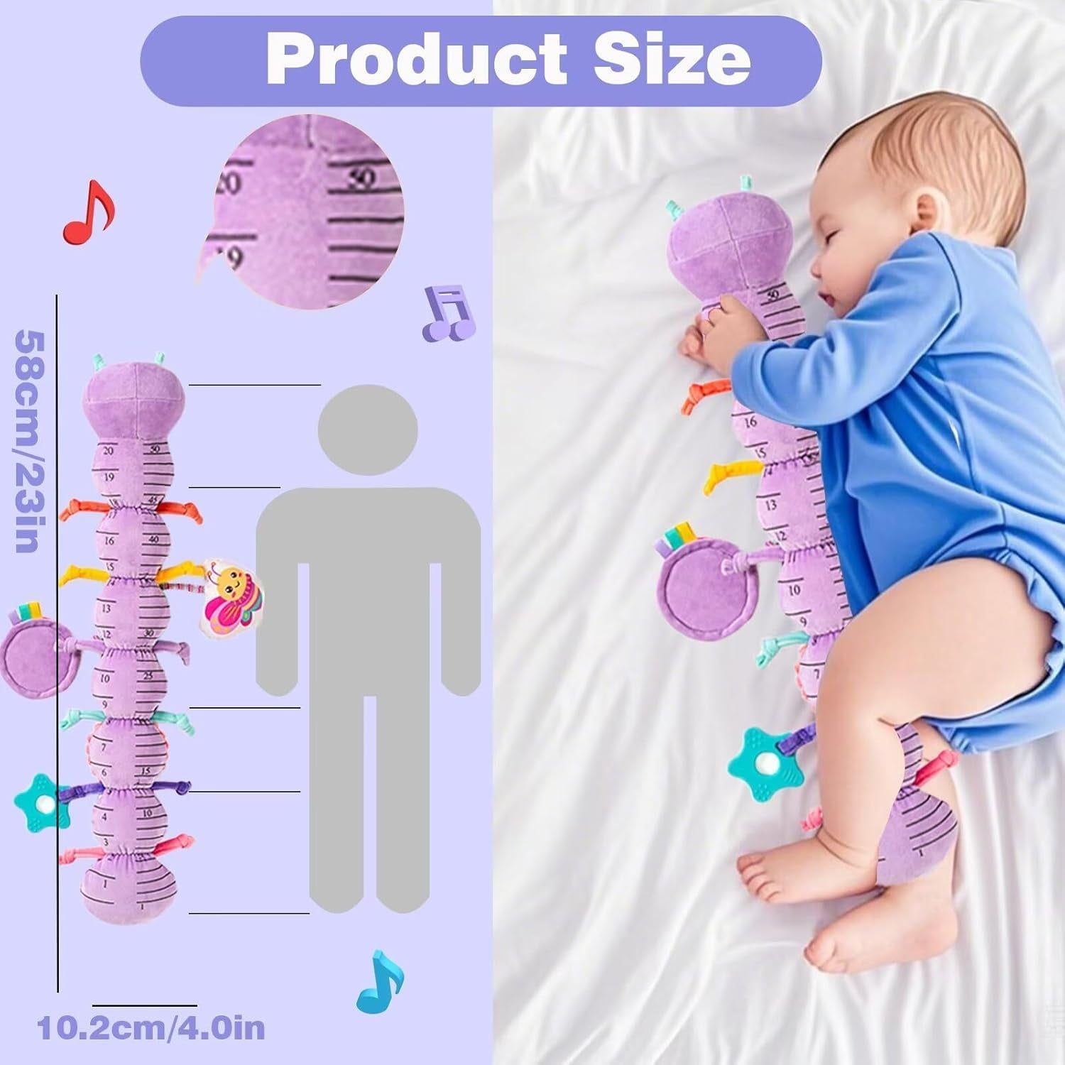 Infant Baby Musical Stuffed Animal Activity Soft Toys with Multi Sensory Crinkle