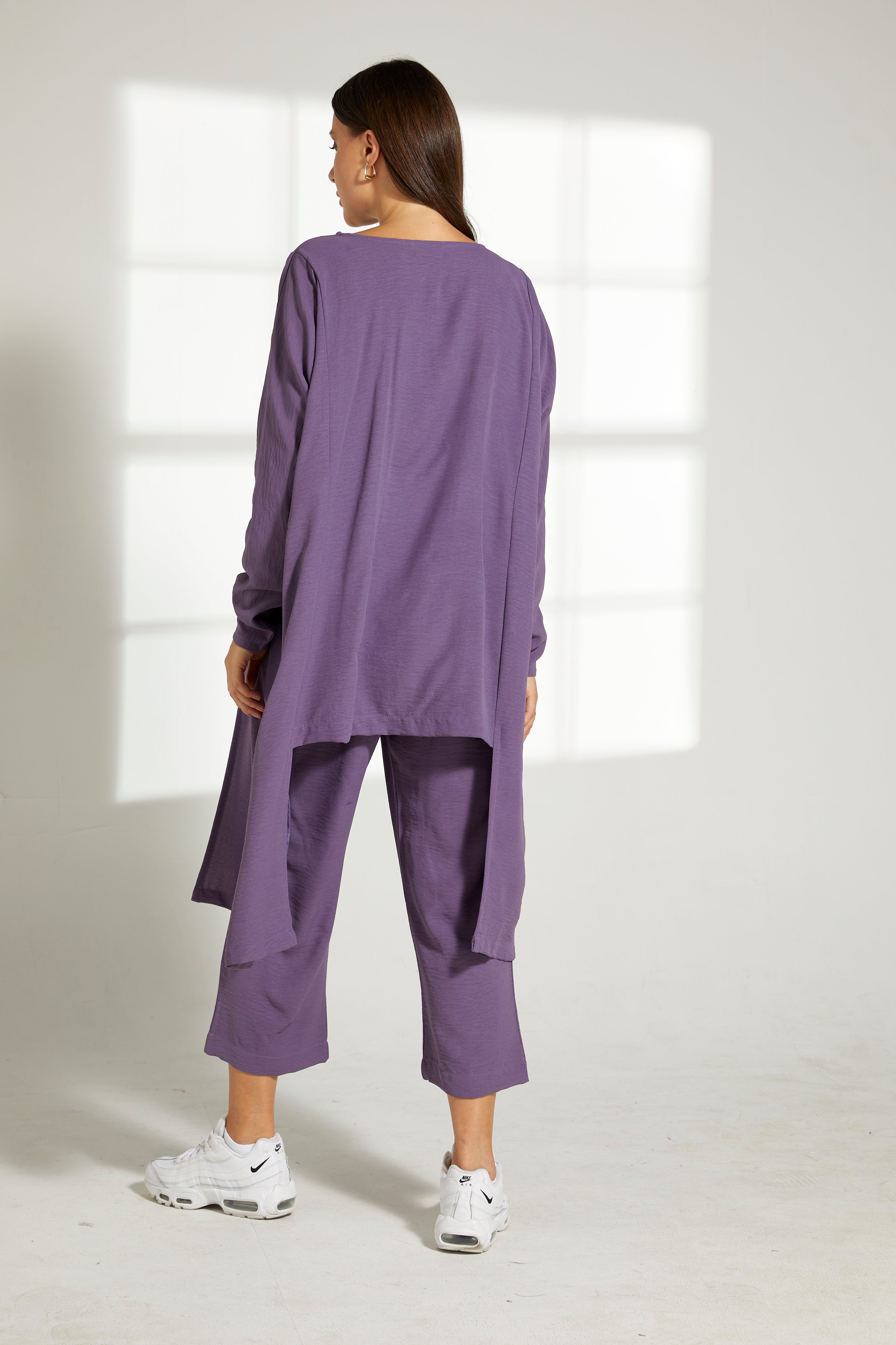 MOiSTREET Purple CEY Fabric Top and Pants Set