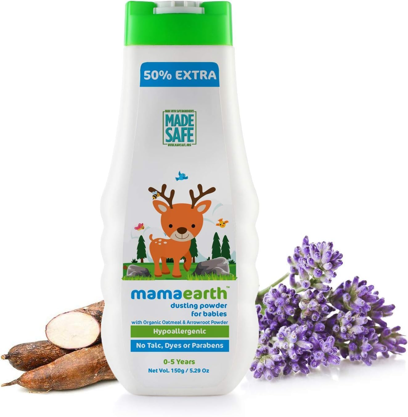 بودرة ماماز إيرث مع دقيق الشوفان العضوي ومسحوق الأروروت للأطفال 150 مل