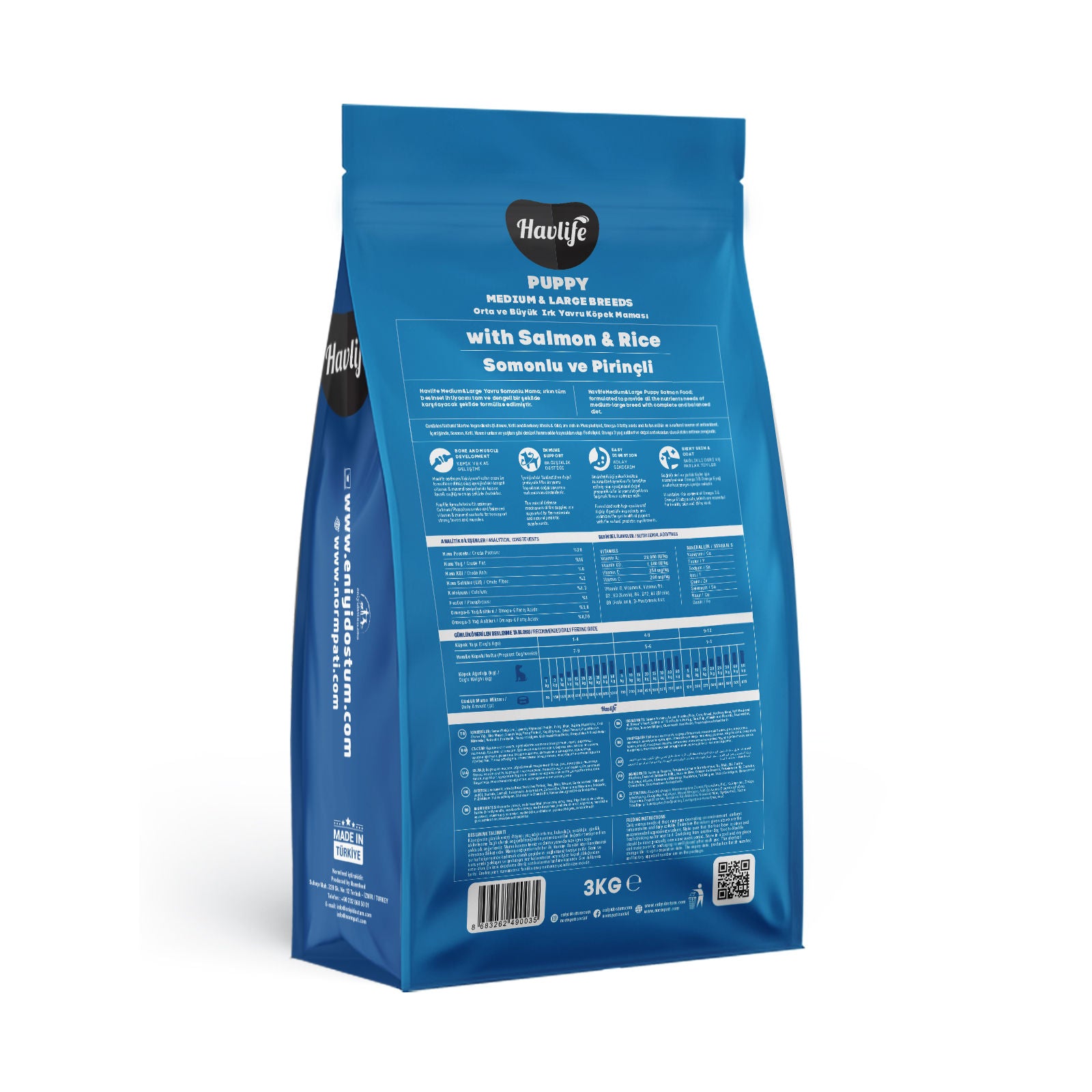 Havlife Premium Salmon & Rice Puppy Food for Medium & Large Breeds, High Protein, Strong Immunity & Healthy Coat, 100% Balanced Nutrition