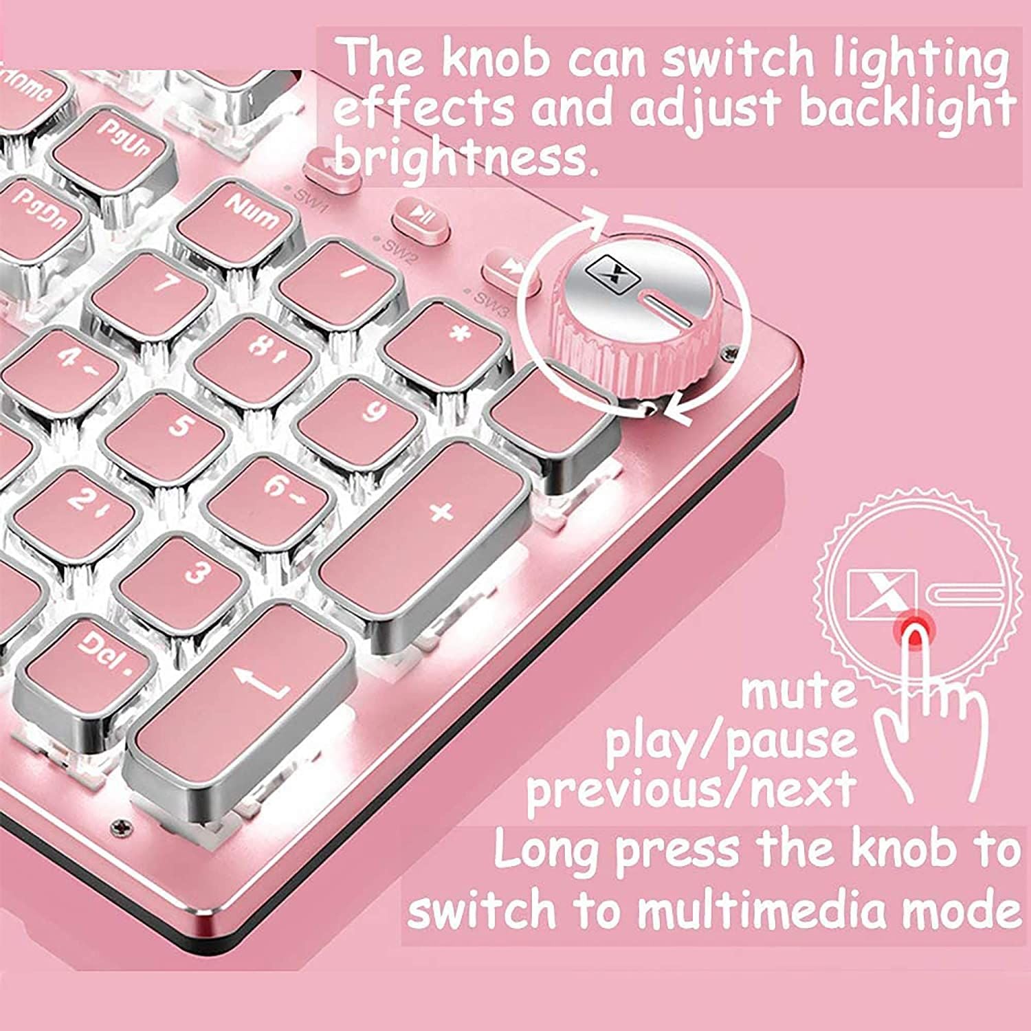 Retro Punk Gaming Mechanical Keyboard with Blue Switches White Backlight