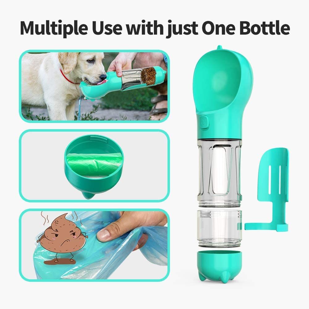Pet Dispensor With Food Storage Drinking Bowl Poop Bagand Shovel