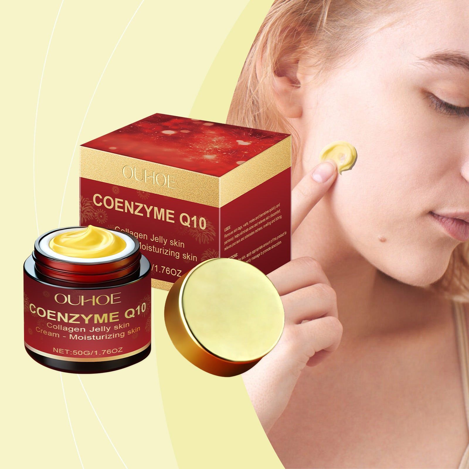 Coenzyme Q10 Collagen Skin Care Cream, Anti-Aging, Moisturizing, Smoothing ,50g