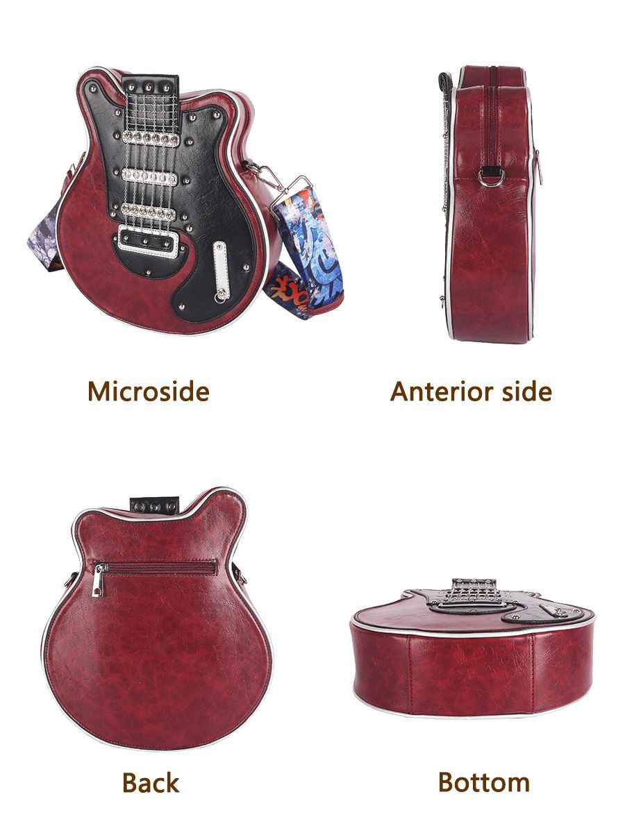 Vintage Guitar-Shaped Crossbody Bag Fashionable Women Shoulder Purse