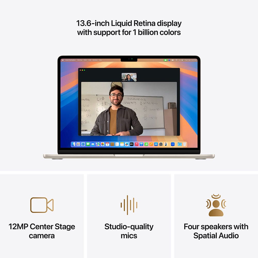 Apple MacBook Air 13-inch M4 (2025), 16GB RAM, 256GB SSD, Liquid Retina Display, Arabic/English Keyboard, Middle East Version