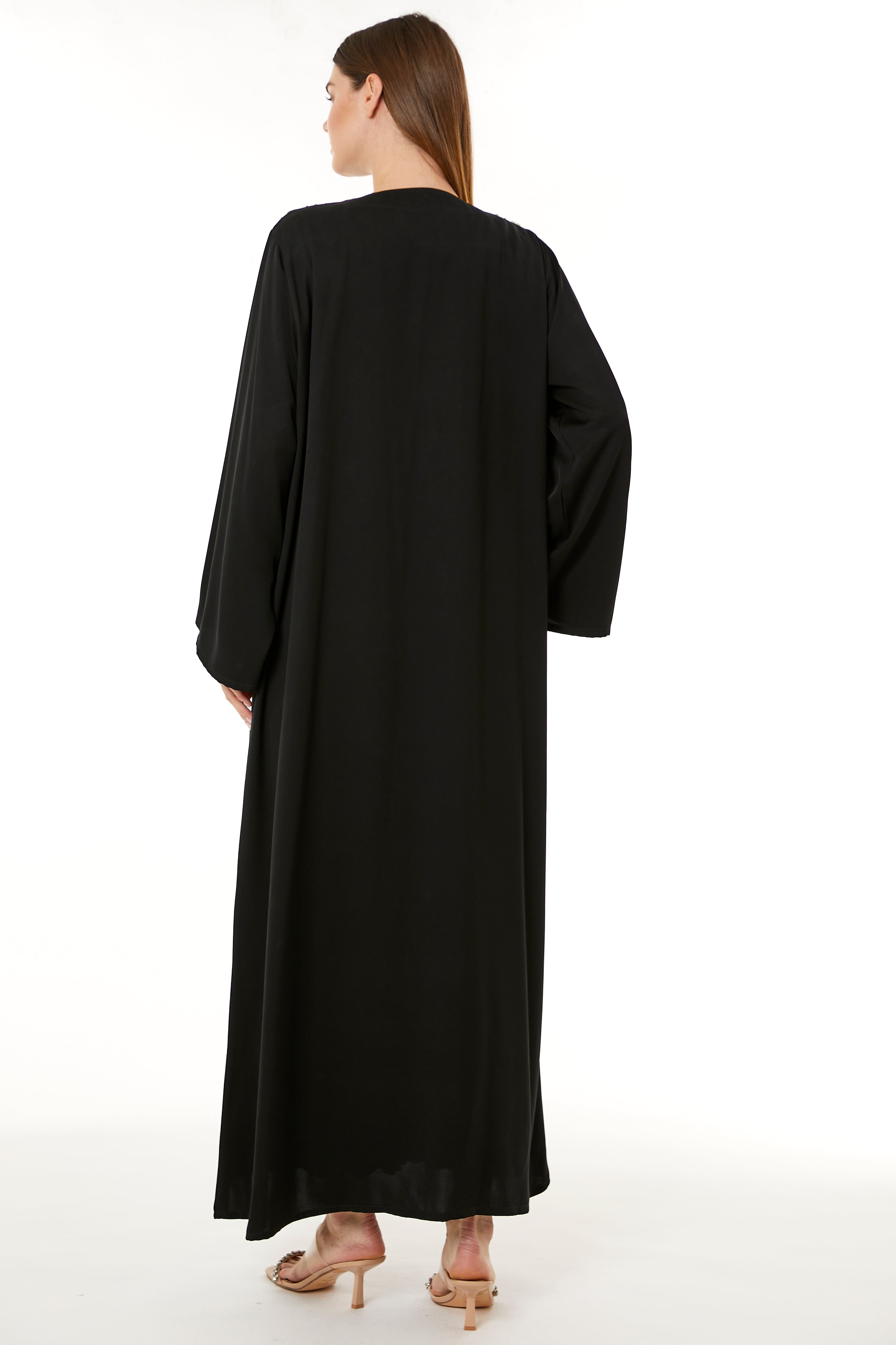 Black Korean Nida Hand Embellished Abaya