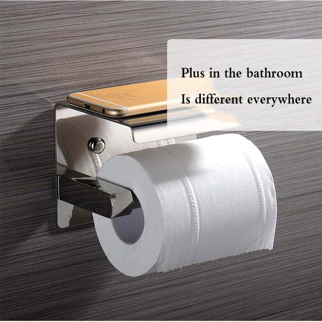 Stainless Steel Toilet Paper Holder Wall Mounted Roll Tissue Shelf for Bathroom