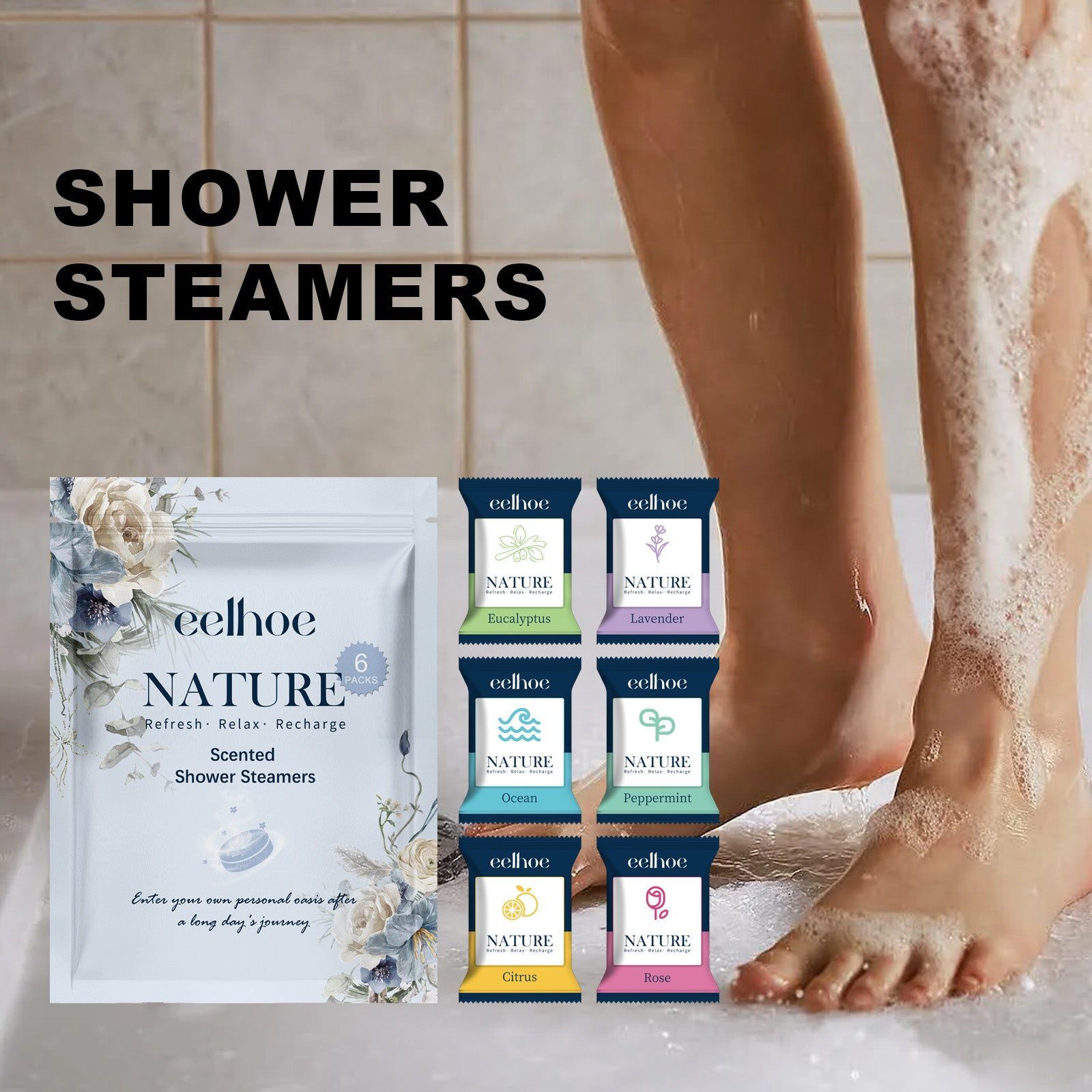 Body Cleansing Shower Tablets, Deep Moisturizing, Refreshing Fragrance, Spa-Quality Skin Care ,6packs