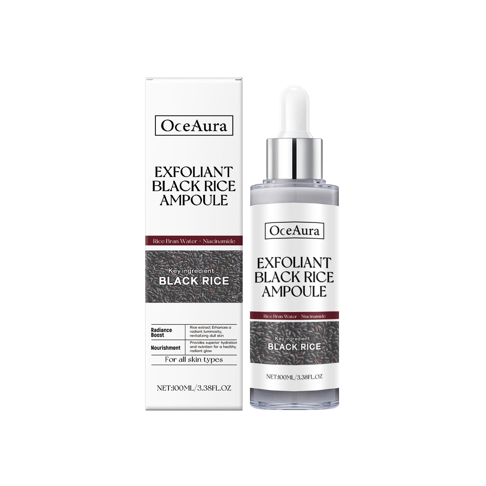 Black Rice Brightening Facial Cleanser, Exfoliating & Moisturizing, Gentle Skin Care for Dry, Oily, Sensitive Skin ,100ml
