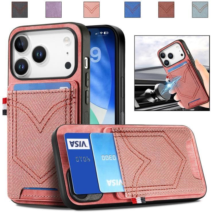 For iPhone 18 Pro Max / iPhone 17 Pro Max Denim Texture Leather Skin Phone Case with Card Slot
