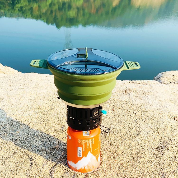 Outdoor Folding Pot Portable Camping Cooker Pot Silicone Kettle Pot Outdoor Camping Tools