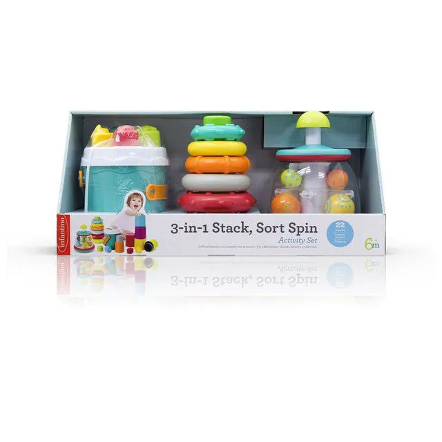Infantino - 3-In-1 Stack, Sort Spin Activity Set