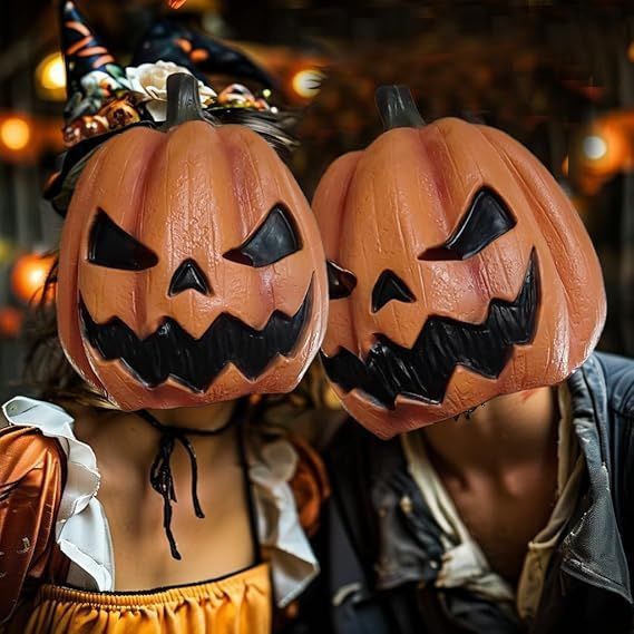 Pumpkin Devil Mask Halloween Horror Costume Headdress Carnival Party Dress Up Props