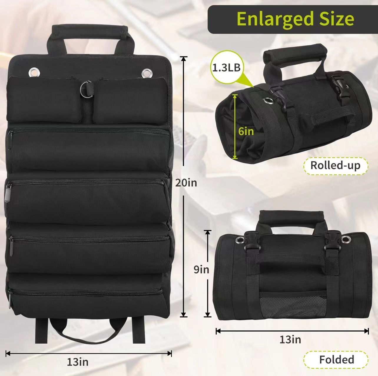 Hardware Tool Bag Portable Roll Up Tool Organizer Oxford Cloth Storage Bag