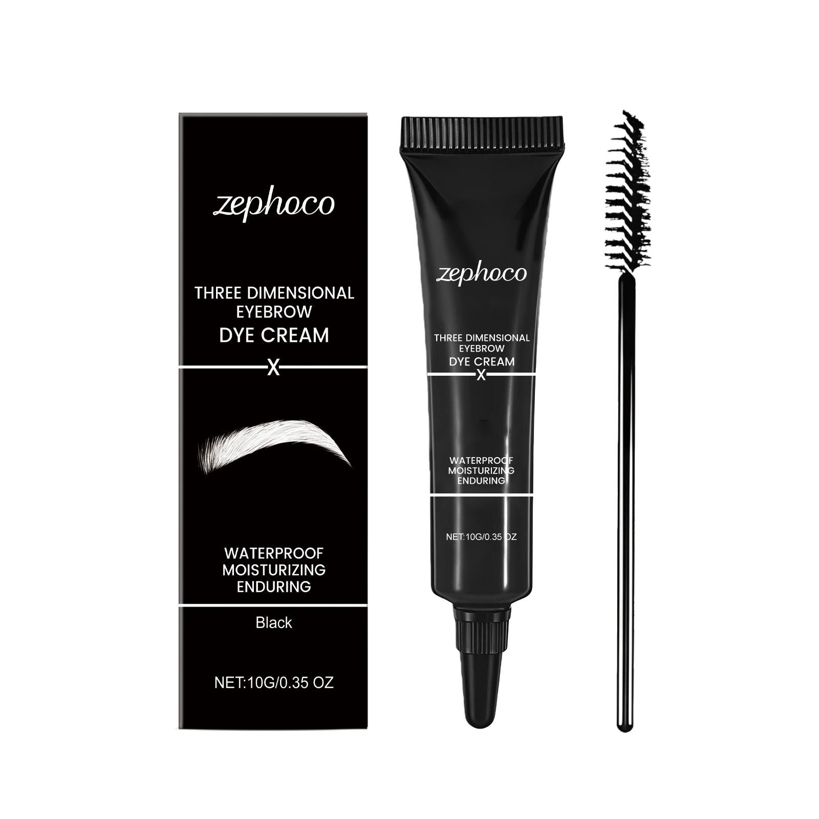 10g Black Eyebrow Pomade with Brush and Waterproof Brow Cream