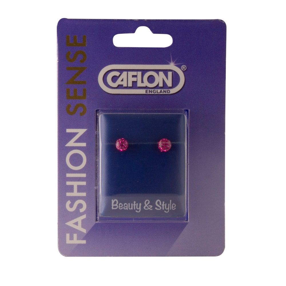 Caflon Gold Plated Glitterball Earring, Fuschia, 4.5mm