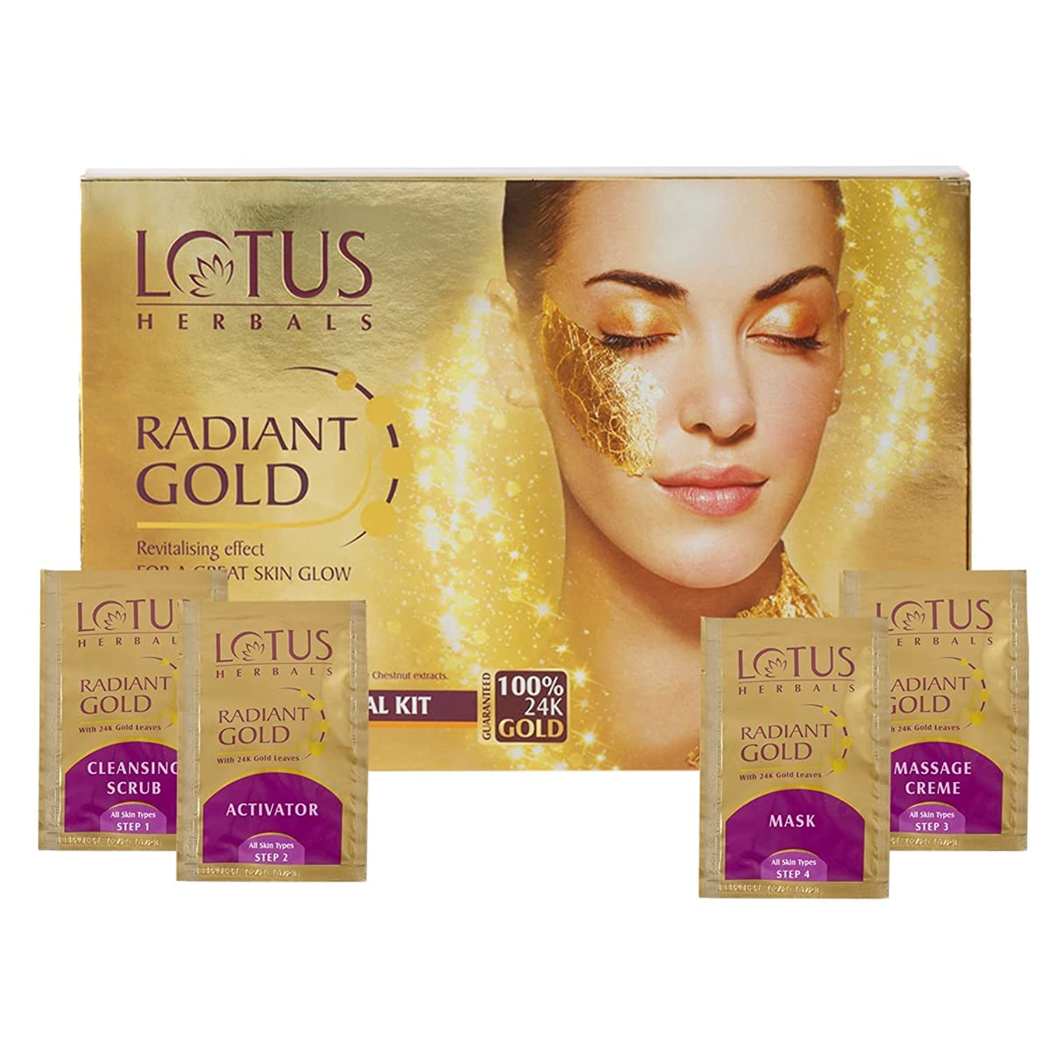 مجموعة العناية بالبشرة Lotus Herbals Radiant Gold Cellular Glow 1