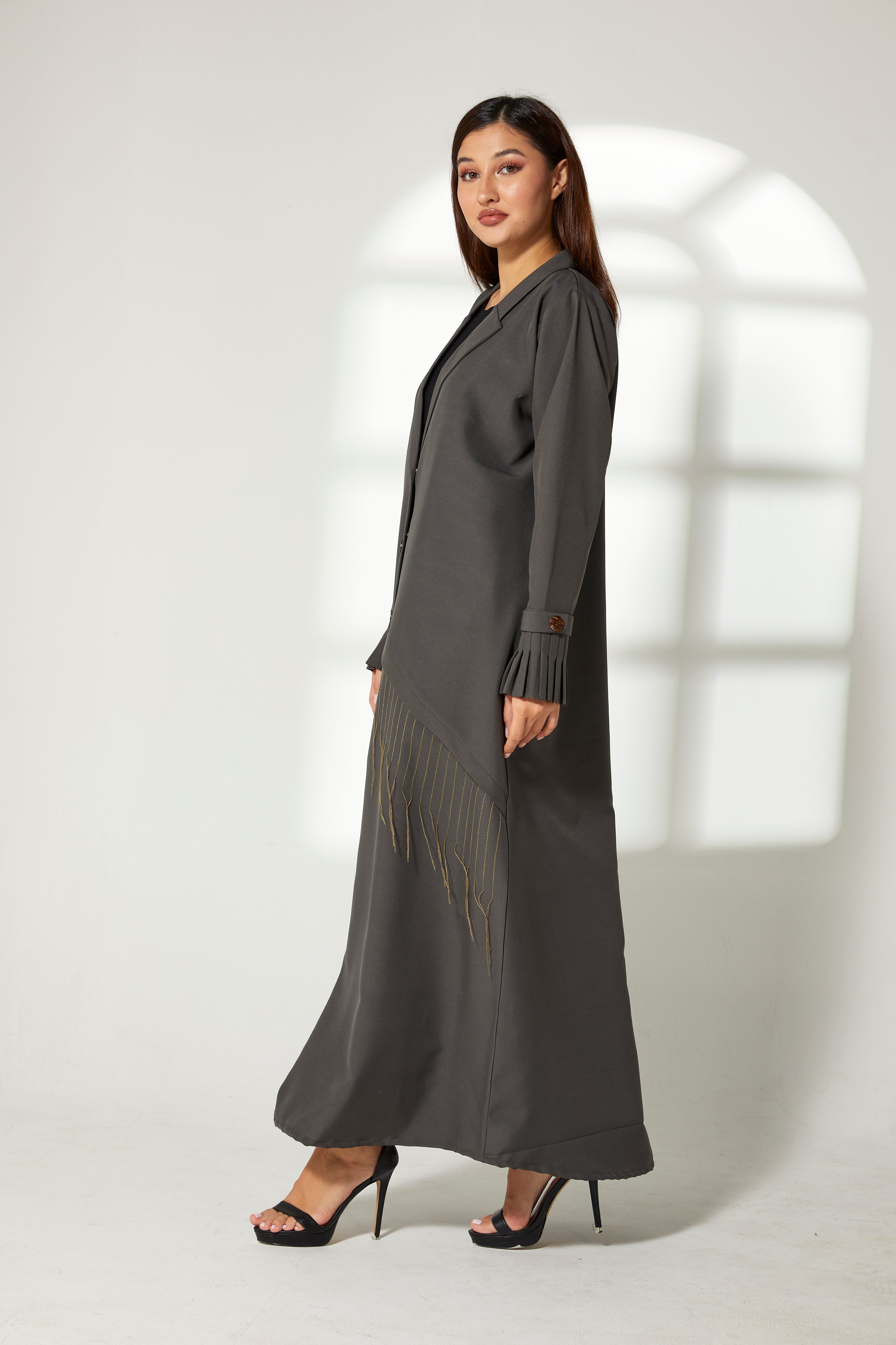 MOiSTREET Grey Phua   Abaya with Pleated Cuffs
