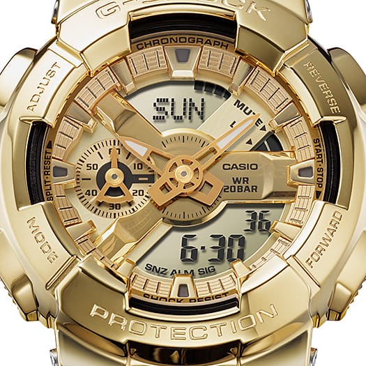 Casio G-SHOCK Metal Covered Analog-Digital Watch with Gold Bezel, GM-110SG-9A