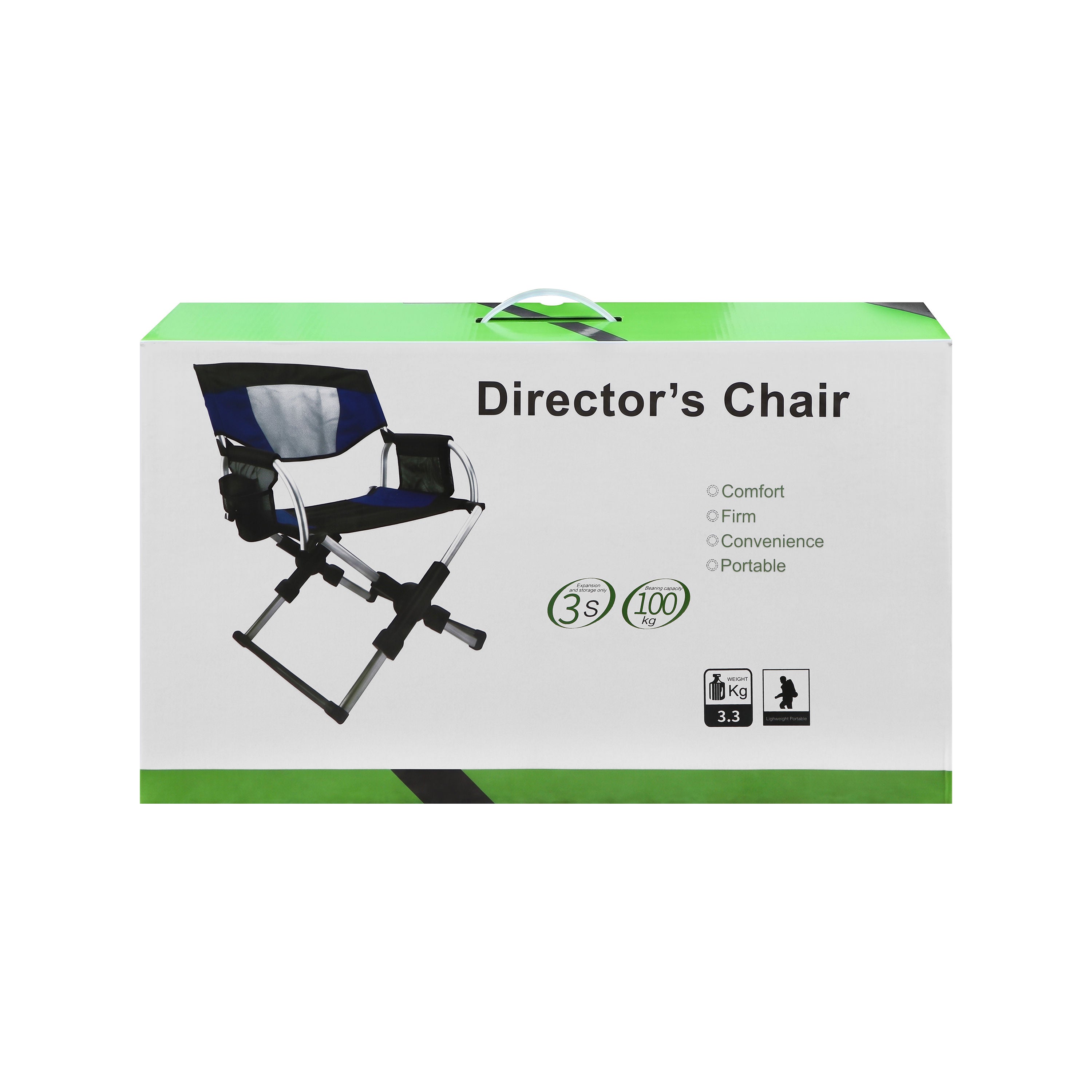 Director's Chair Heavy-Duty Folding Aluminum with Carrying Case, Blue & Black