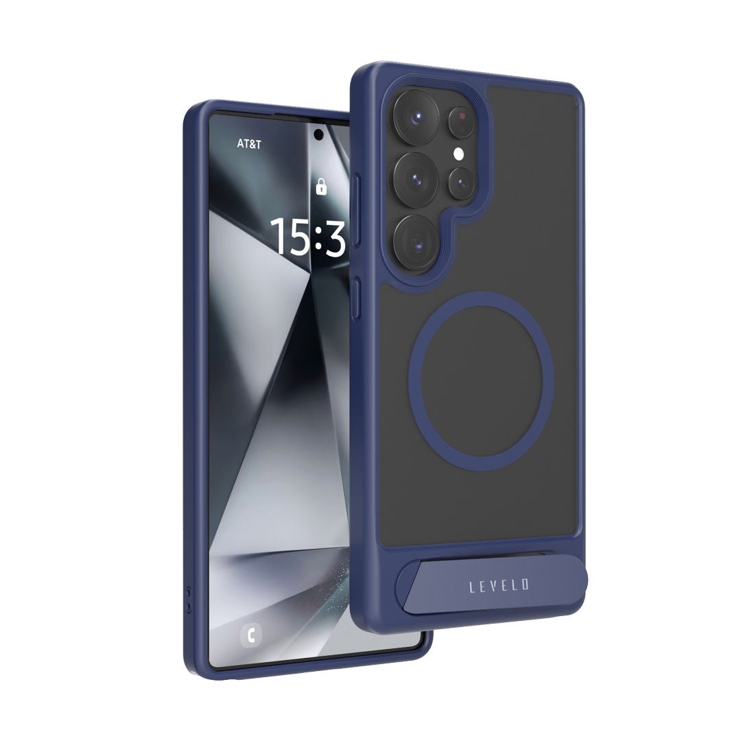Levelo Matteo with Bottom Stand Grip Case For Samsung S25 Plus & S25 Ultra