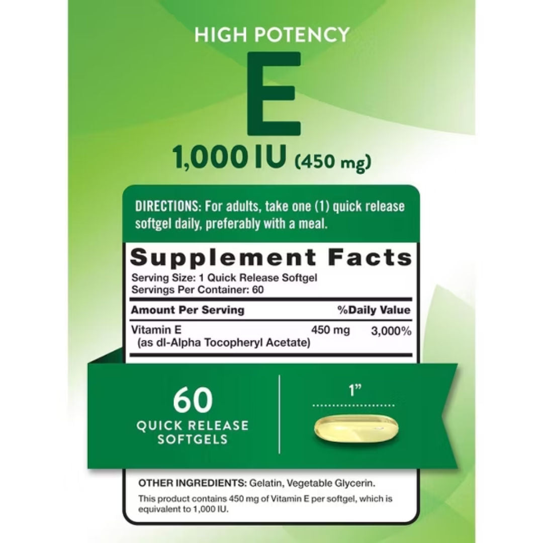 Nature’s Truth Vitamin E Capsules, 1000 IU, 60 Softgels