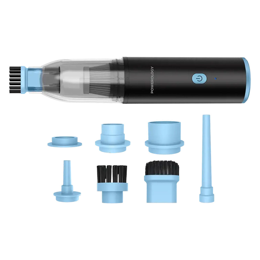 Powerology Turbovac 8-In-1 Handheld Vacuum & Air Duster, Black